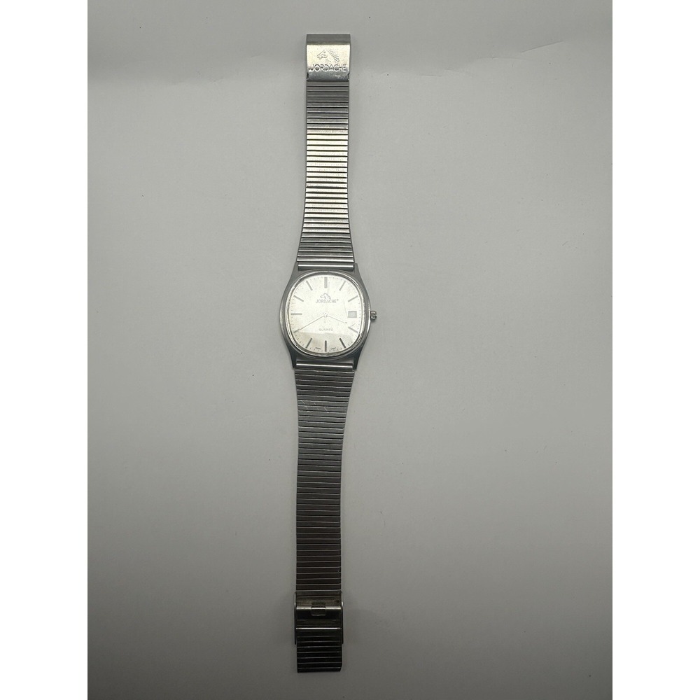 Jordache Watch 29810 Mens New Battery 32MM 8" Stainless Steel Band Silver Tone Q